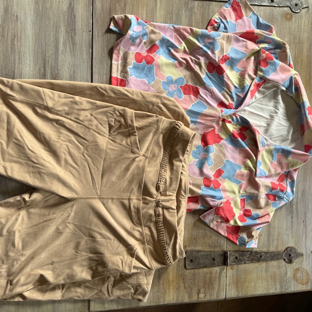 Travis Mathew Floral Patterned Shirt & matching leggings both size Large